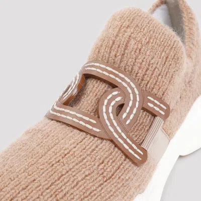 Tod's Womens Tan Sport Run 54c Calzino Logo-embellished Mesh Low-top Trainers In Beige