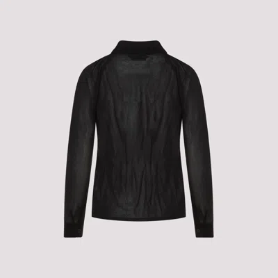 Tom Ford Ruffled Collared Viscose Shirt With Long Sleeves In Black