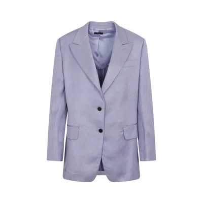 Tom Ford Purple Soft Fluid Twill Boyfriend Jacket In Multicolor