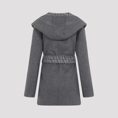 Valentino Reversible Toile Iconographe Coat In Grey