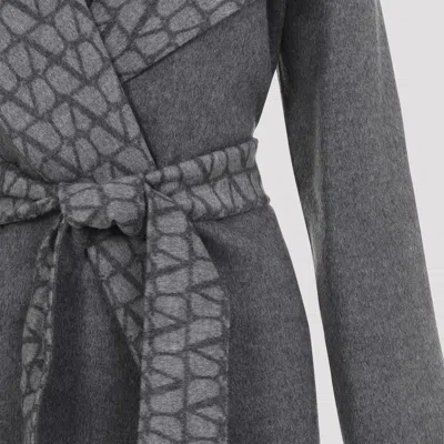 Valentino Reversible Toile Iconographe Coat In Grey