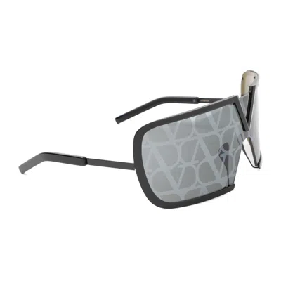 Shop Valentino Romask Monogram Pattern Sunglasses In Black