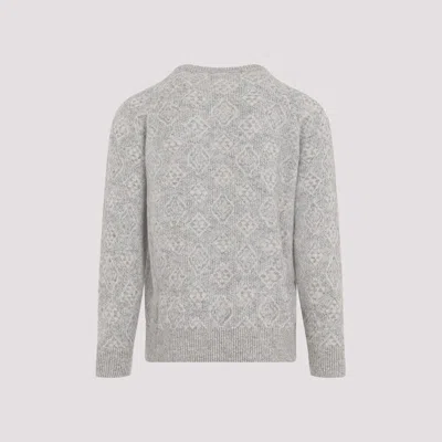Brunello Cucinelli Geometric Alpaca Blend Sweater In Grey