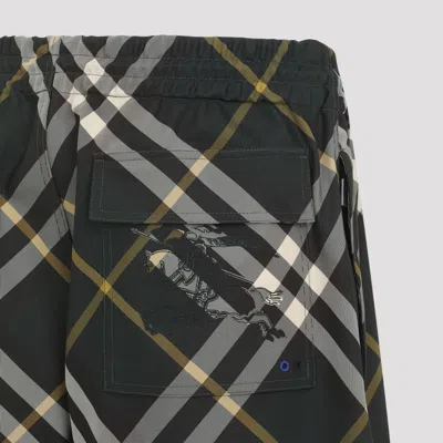 Burberry Men's Check Pattern Trousers With Elastic Waist And Drawstring In Green