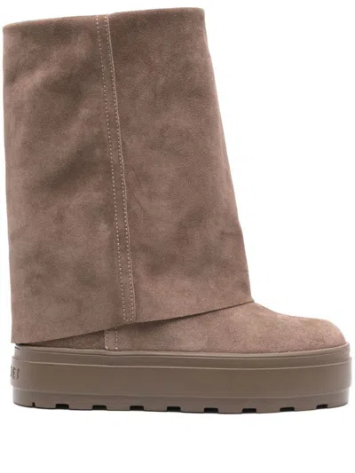 Casadei New Double Face Suede Boots In Beige