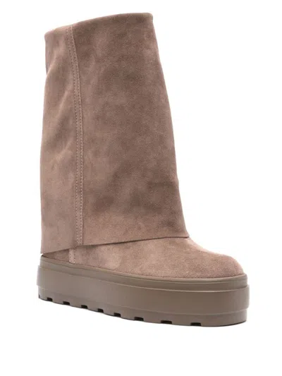 Casadei New Double Face Suede Boots In Beige