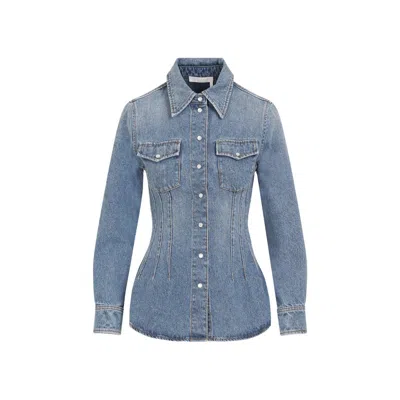 Chloé Long-sleeved Denim Shirt In Blue