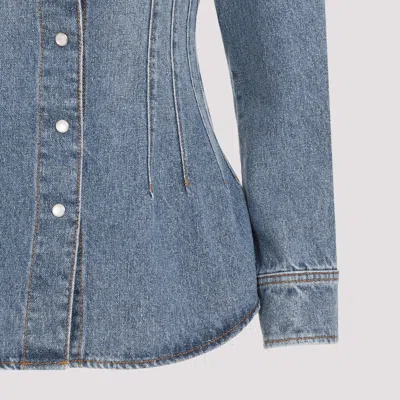 Chloé Long-sleeved Denim Shirt In Blue
