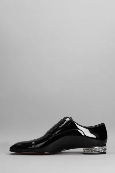 Christian Louboutin Greggy Chain-embellished Patent-leather Oxford Shoes In Black