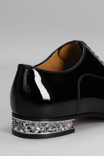 Christian Louboutin Greggy Chain-embellished Patent-leather Oxford Shoes In Black