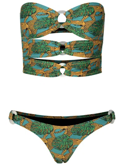 Reina Olga Multicolor Polyamide Bikini In Green