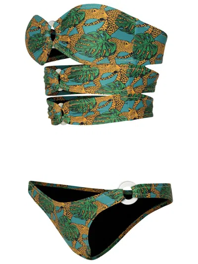 Reina Olga Multicolor Polyamide Bikini In Green