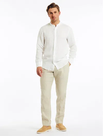 Frescobol Carioca Jorge Grandad-collar Linen Shirt In Ivory