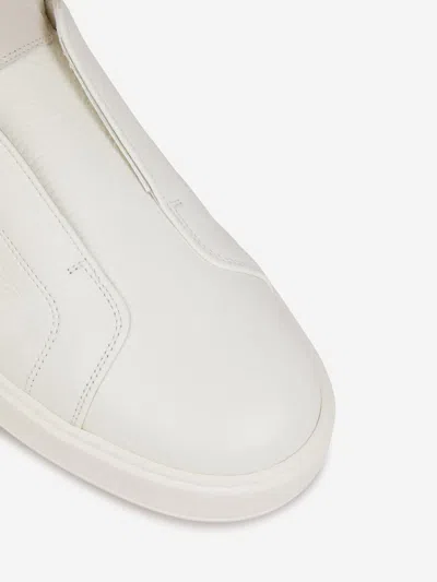 Shop Santoni Leather Slip-on Sneakers In White