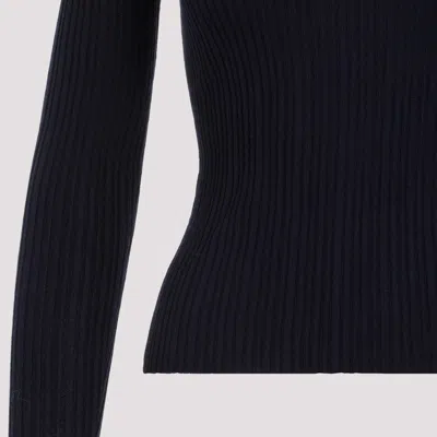 Theory Slim Ribbed Dark Navy Viscose Polo In Blue