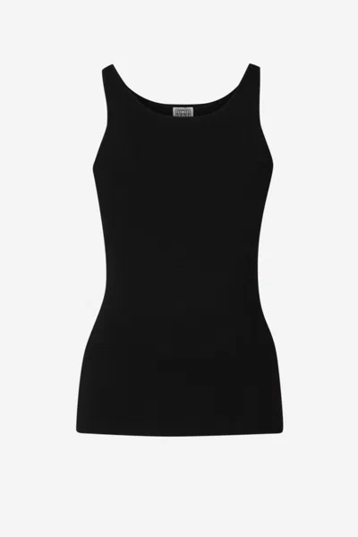 Shop Totême Viscose Knit Top In Black