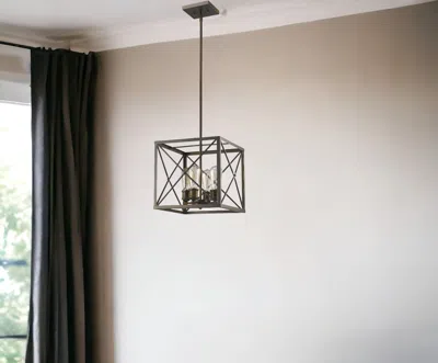 Homezia Brooklyn 4-light Oil-rubbed Bronze Pendant With Metal Framework Shade