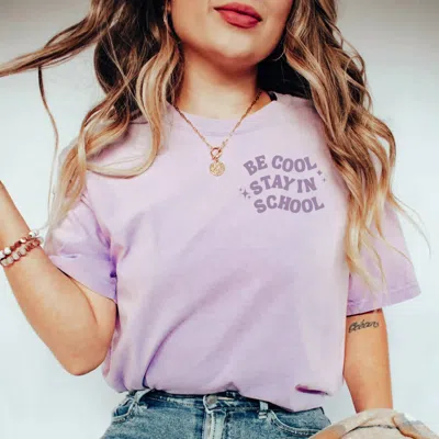Mugsby Be Cool Stay In School Graphic Tee In Light Purple In Purple