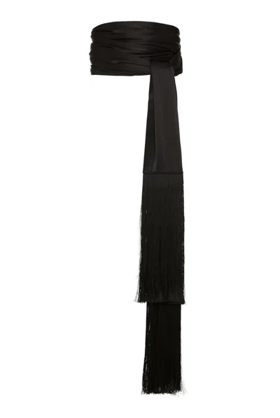 Esse Women's Mono Fringe Wrap Scarf In Black In Black