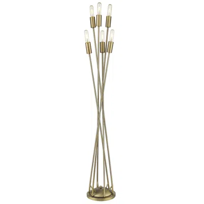 Homezia 60" Brass Six Light Torchiere Floor Lamp