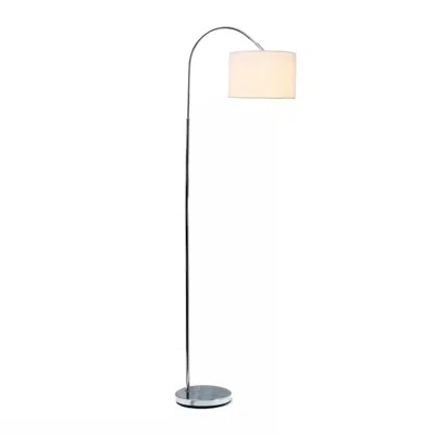 Quikfurn Modern Mid-century Floor Lamp In Brushed Nickel Finish With White Drum Shade