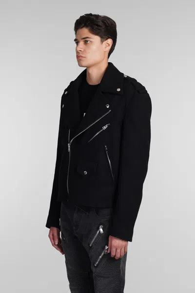 Shop Balmain Biker Jacket In Black