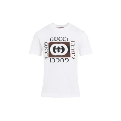 Gucci Interlocking G Printed Cotton T-shirt In White
