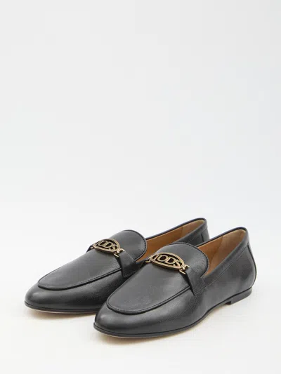 Tod's Women Leather Loafers In Black