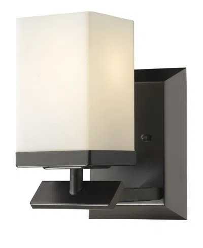 Homezia One Light Bronze Frosted Glass Wall Sconce