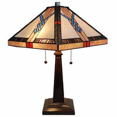 Homezia 22" Dark Brown Metal Two Light Candlestick Table Lamp With Off White Empire Shade