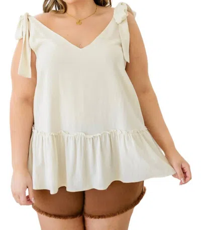 Andree By Unit All Tied Up Peplum Tank In Ivory In Yellow