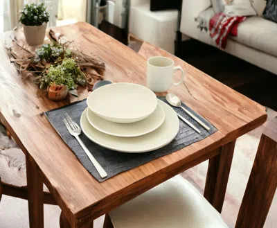 Homezia White And Natural Sixteen Piece Round Ceramic Service For Four Dinnerware Set In Multi