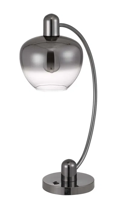 Homezia 27" Metal Metal Table Lamp With Silver Metallic Globe Shade