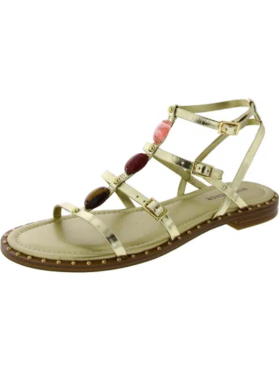 Marc Fisher Womens Faux Leather Ankle Strap Flatform Sandals In Gold