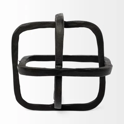 Homezia Black Metal Cube Shaped Link Sculpture