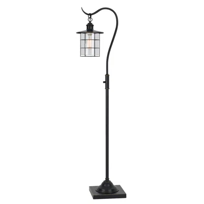 Homezia 60" Bronze Traditional Shaped Floor Lamp With Bronze Transparent Glass Drum Shade