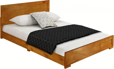 Homezia Oak Wood Full Platform Bed