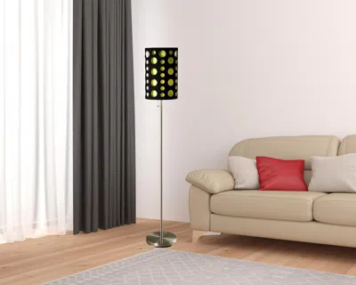 Homezia 66" Steel Novelty Floor Lamp With Black And Green Drum Shade