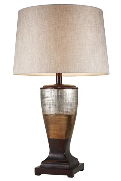 Homezia Exotic Brown And Gold Wide Stripe Table Lamp