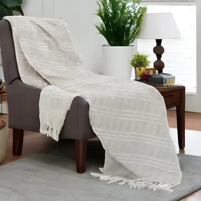 Homezia Blush Woven 100% Cotton Throw Blanket