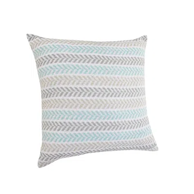 Homezia 18" X 18" Green And White Chevron Cotton Zippered Pillow