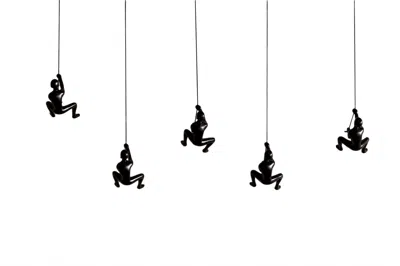 Homezia Set Of Three 6" Black Resin Unique Climbing Men Wall Decor