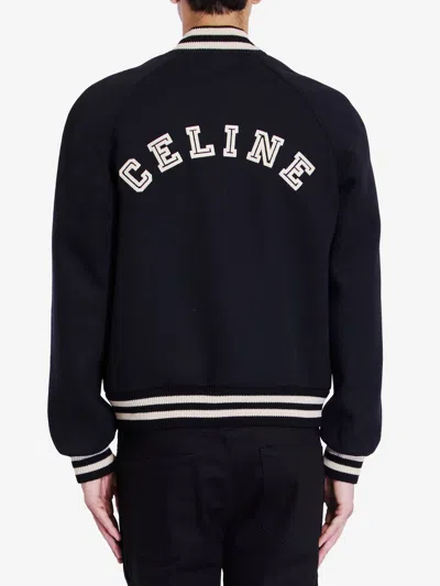 Celine Varsity Collegiate Bomber Jacket In Black