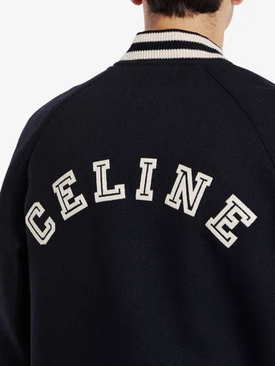 Celine Varsity Collegiate Bomber Jacket In Black