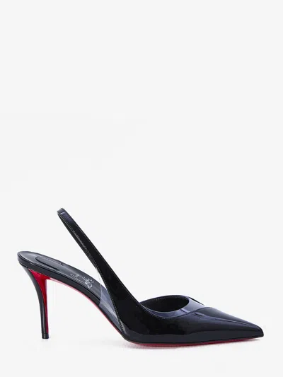 Christian Louboutin Apostropha Leather Slingback Red Sole Pumps In Black