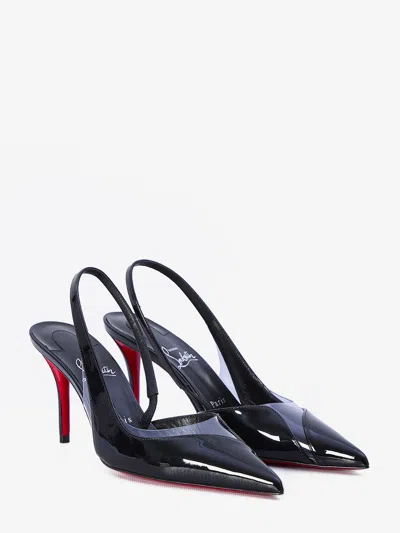 Christian Louboutin Apostropha Leather Slingback Red Sole Pumps In Black