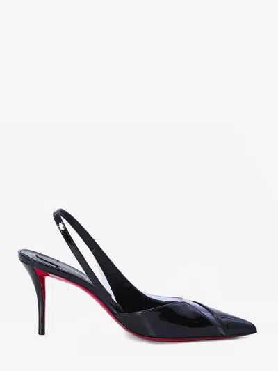 Christian Louboutin Apostropha Leather Slingback Red Sole Pumps In Black
