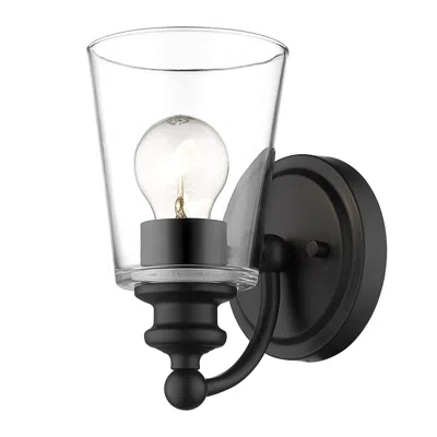 Homezia One Light Matte Black Glass Shade Wall Sconce