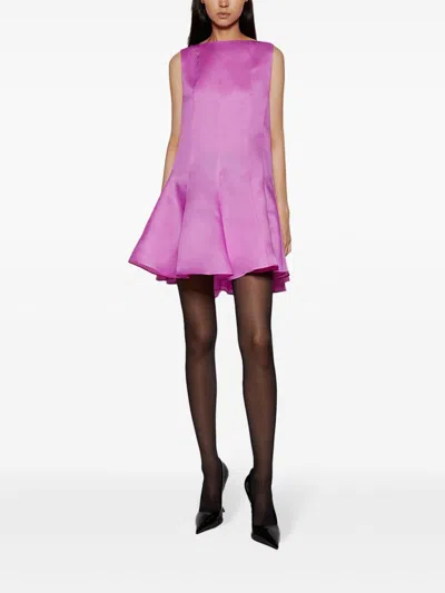 Shop Khaite Silk Mini Dress With Flared Skirt In Pink