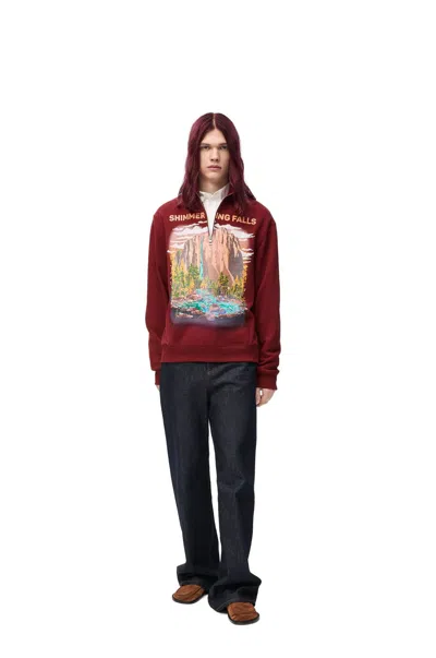 Loewe Graphic Quarter-zip Sweatshirt In Maroon